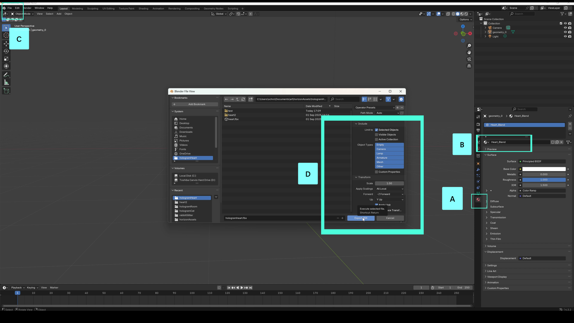 Save Model with Named Material