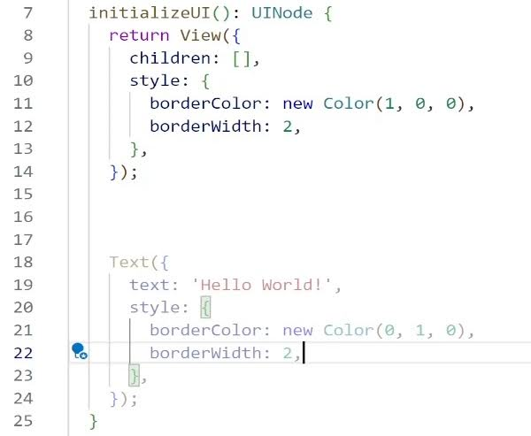 Image shows a new view after the "text" field