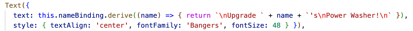 Code snippet shows an arrow function used to return a string as described previously