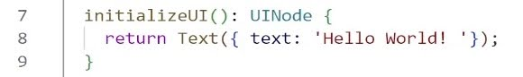 Image shows an example script with the text: 'Hello World!' property